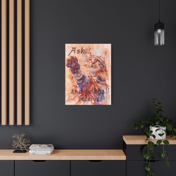 Inspirational Wall Art Canvas, "Ask ...and ye shall receive" Maine Coon Cat asking for a treat! Christian Home Decor, Uplifting Religious Gift, Faith-Based Artwork - Image 15