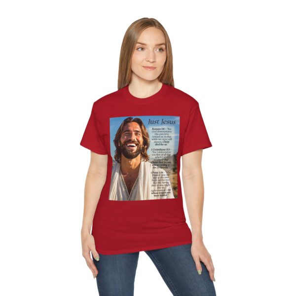 Our inspirational "Just Jesus" and Verses on Salvation Design on a Christian Unisex Cotton T-Shirt, Faith Spiritual Apparel, Love Gift - Image 30