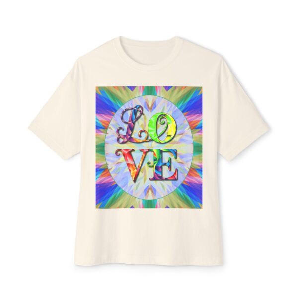 Our "Love" 'kaleidoscope' design on a Unisex Tee, Inspirational Oversized Box Tshirt, Religious Graphic Top, Travel Bible Verse Apparel - Image 7
