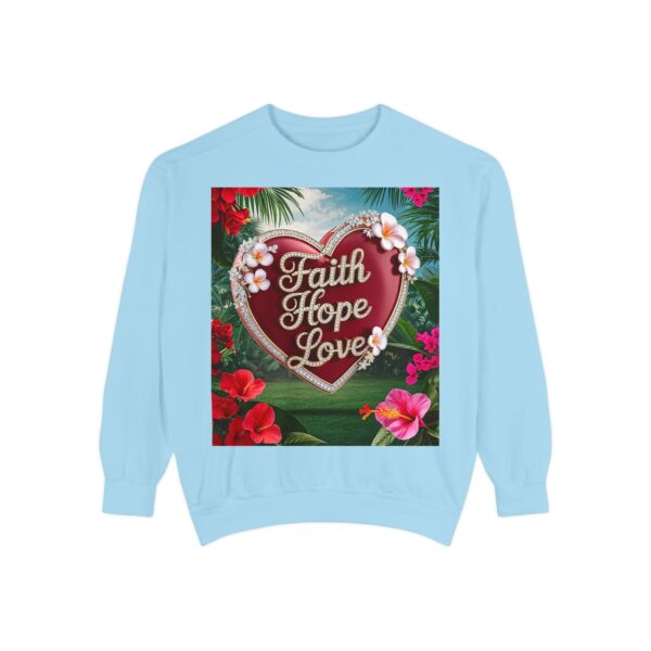 Sweatshirt Unisex our inspirational "Faith Hope Love" 'Solid Red Heart' design. Faith Apparel Gospel Fashion Jumper, Pullover - Image 28
