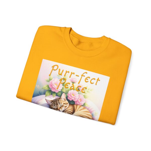Crewneck Sweatshirt with our "Purr-fect Peace" with a cat in blissful sleep design featuring the verse Isaiah 26:3! Inspirational Biblical, Vintage Inspired, Gift - Image 16