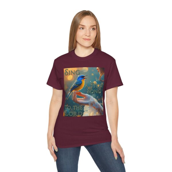 Our 'Song Bird' "Sing a New Song" Inspirational Christian Unisex Cotton T-Shirt, Faith Spiritual Apparel, Gift for Christians - Image 11
