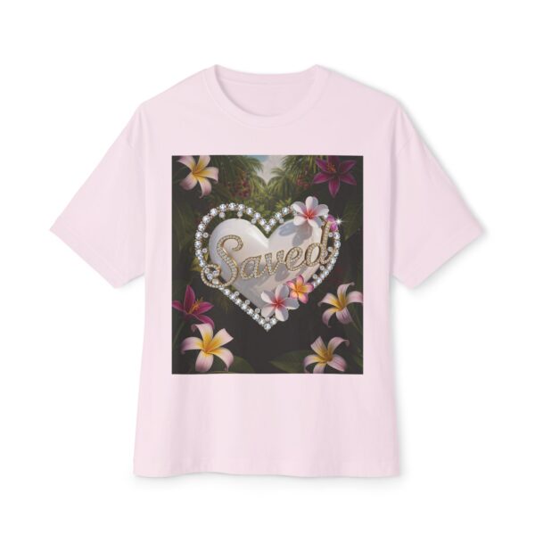 Our Inspirational "Saved" 'Pure White Heart' Design! Boxy T-Shirt Christian Faith Apparel Unisex Cotton Tee, Oversized Boxy Top T-shirt - Image 2