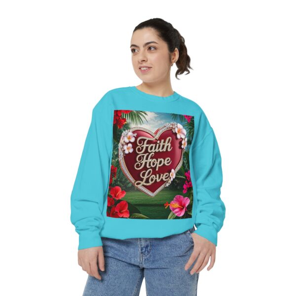 Sweatshirt Unisex our inspirational "Faith Hope Love" 'Solid Red Heart' design. Faith Apparel Gospel Fashion Jumper, Pullover - Image 27