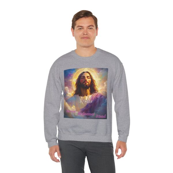 Crewneck Sweatshirt-with our inspirational 'Jesus: Savior Redeemer Friend' Design! Vintage Inspired Faith Apparel, Gospel Fashion Unisex Heavy - Image 12