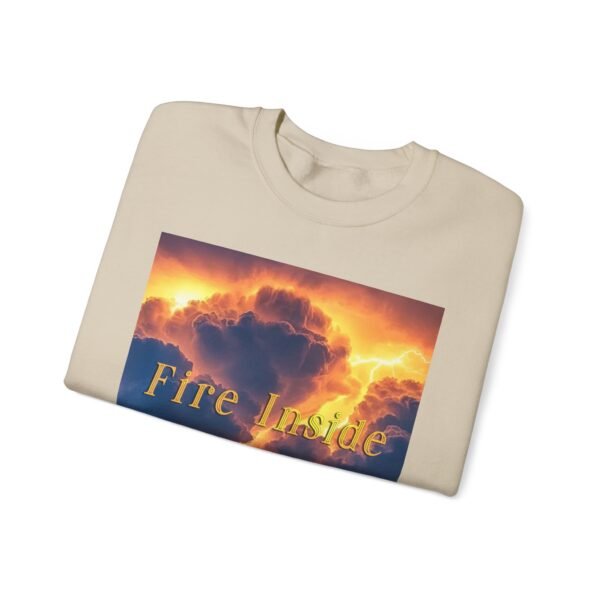 Crewneck Sweatshirt with our 'Storm Light' "Fire Inside" design! Beauty of Creation Tropical Storm Inspirational Sweatshirt Unisex - Image 4