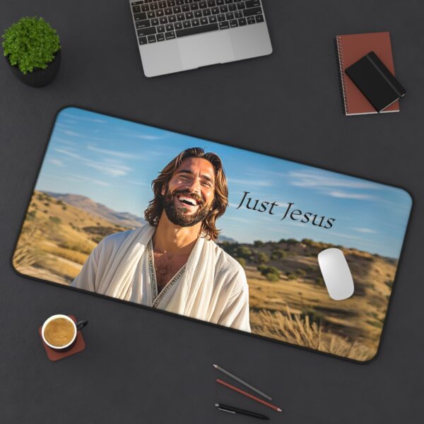 Inspirational Desk Mat with our "Just Jesus" Design. Mouse Pad, Office Decor Desk Accessory, Gaming Pad, Computer Mat, Non-Slip - Image 8