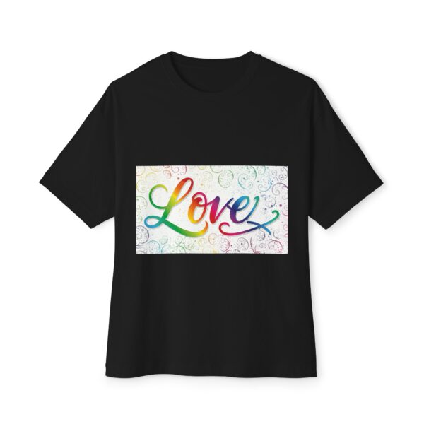 Our  "Love" 'spirals' design on a Unisex Tee, Inspirational Oversized Box Tshirt, Religious Graphic Top, Travel Bible Verse Apparel - Image 5