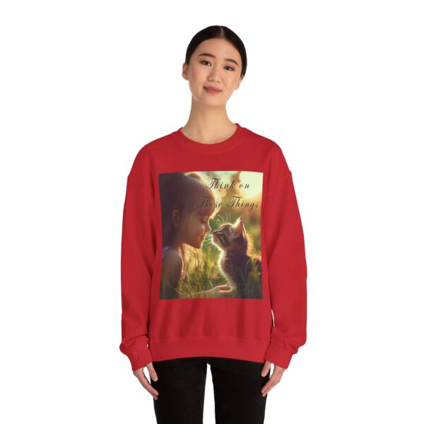 Crewneck Sweatshirt-with our 'Kitten Kisses' "Think on these things" Inspirational Vintage Christian Faith Apparel Gospel Sweatshirt Unisx Heavy - Image 30