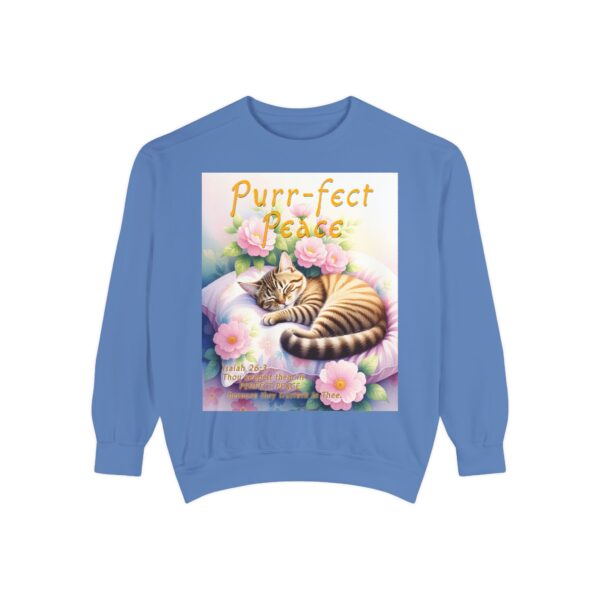 Sweatshirt Unisex with "Purr-fect Peace" with a cat in blissful sleep and the verse Isaiah 26:3!  Christian Apparel, Faith-Based Comfort, Jumper, Gift for Believers - Image 19