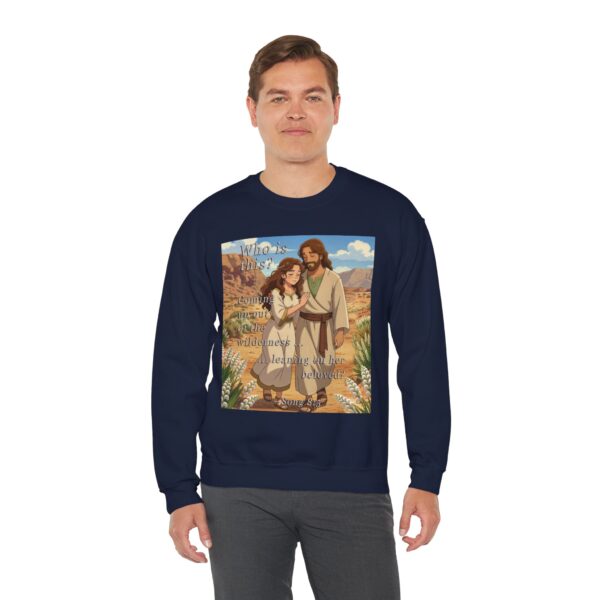 Crewneck Sweatshirt-with our inspirational 'Who is this?' from Song of Solomon 8:5 with an ANIME style design! Vintage Inspired Faith Apparel, Gospel Fashion Unisex Heavy - Image 16