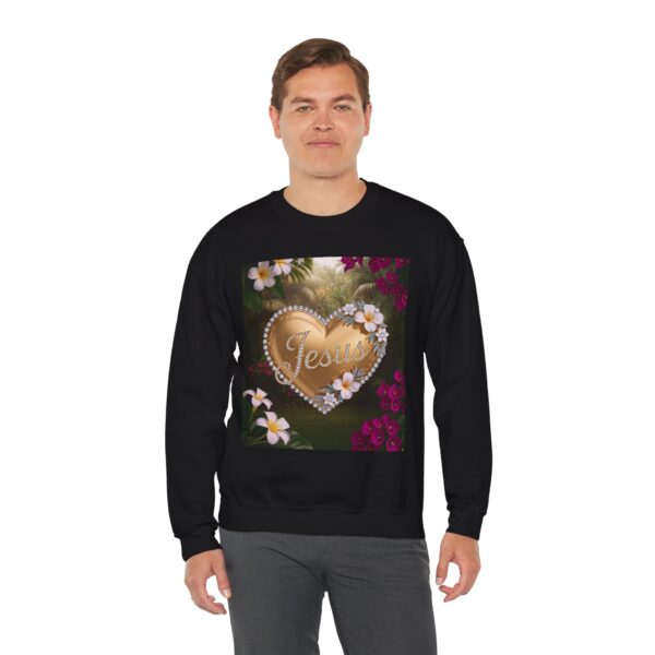 Crewneck Sweatshirt-with our inspirational "Jesus" 'Solid Gold Heart' Design!! Vintage Inspired Faith Apparel, Gospel Fashion Unisex Heavy - Image 9