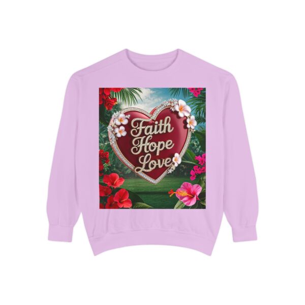 Sweatshirt Unisex our inspirational "Faith Hope Love" 'Solid Red Heart' design. Faith Apparel Gospel Fashion Jumper, Pullover - Image 38