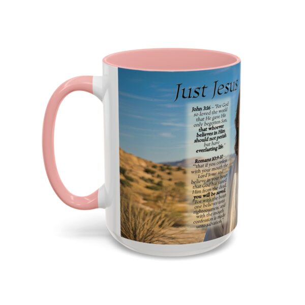 Our inspirational "Just Jesus" and Verses on Salvation Ceramic Accent Coffee Mug Design is Perfect for Wedding Gifts, Inspirational Decor - Image 27