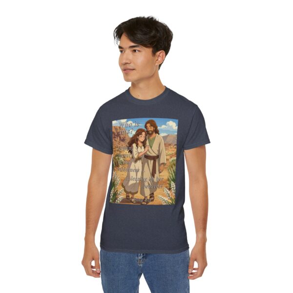 Cotton T-shirt with our inspirational "Who is this?" from Song of Solomon 8:5 ANIME style design. Vintage Christian Faith Apparel Unisex Cotton T-Shirt, Thoughtful Quote - Image 25
