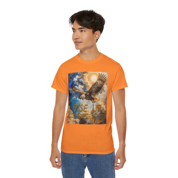 Cotton T-shirt with our "RISE UP" 'soaring eagle' design with Isaiah 40:31! Vintage Christian Faith Apparel Unisex Cotton T-Shirt, Thoughtful Quote - Image 10