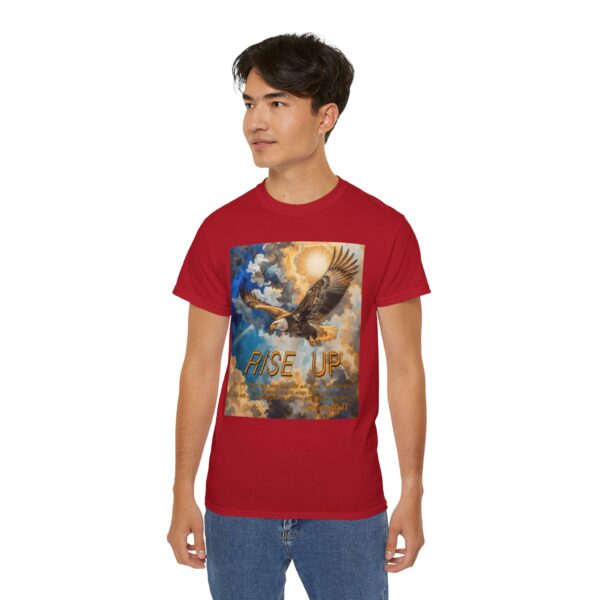 Cotton T-shirt with our "RISE UP" 'soaring eagle' design with Isaiah 40:31! Vintage Christian Faith Apparel Unisex Cotton T-Shirt, Thoughtful Quote - Image 31