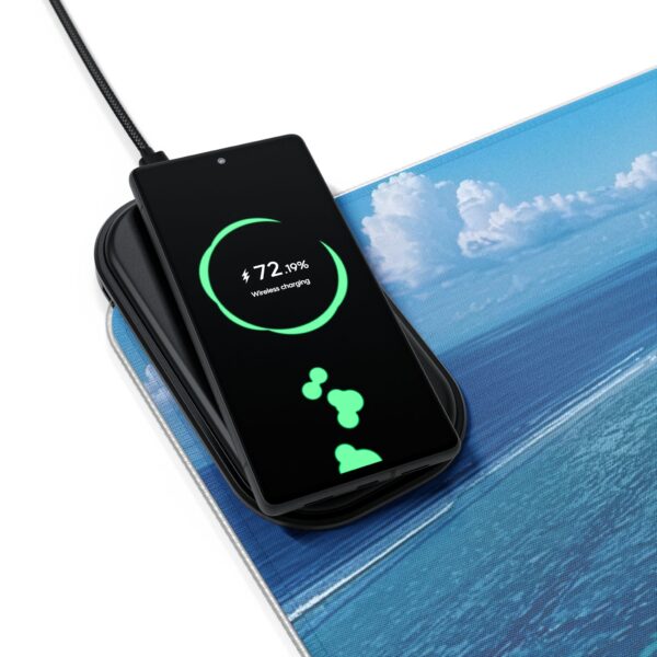 LED + wireless Charging Mouse Pad, Desk Mat, "Little Island" Design, Tech Gift, Home Office Essentials Inspirational - Image 9