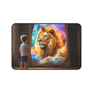 Inspirational Desk Mat 'Benji's Reflection' Biblical Fantasy. Mouse Pad, Office Decor Desk Accessory, Gaming Pad, Computer Mat, Non-Slip