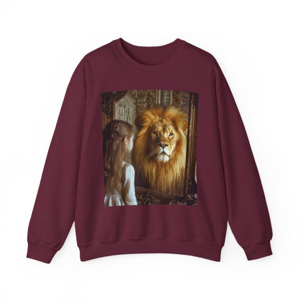 Crewneck Sweatshirt with our 'Lion in the Mirror' Inspirational design! Inspirational Biblical, Vintage, Lion of Judah and Aslan-Inspired Gift - Image 11