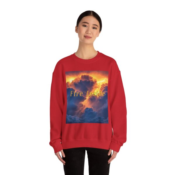 Crewneck Sweatshirt with our 'Storm Light' "Fire Inside" design! Beauty of Creation Tropical Storm Inspirational Sweatshirt Unisex - Image 58