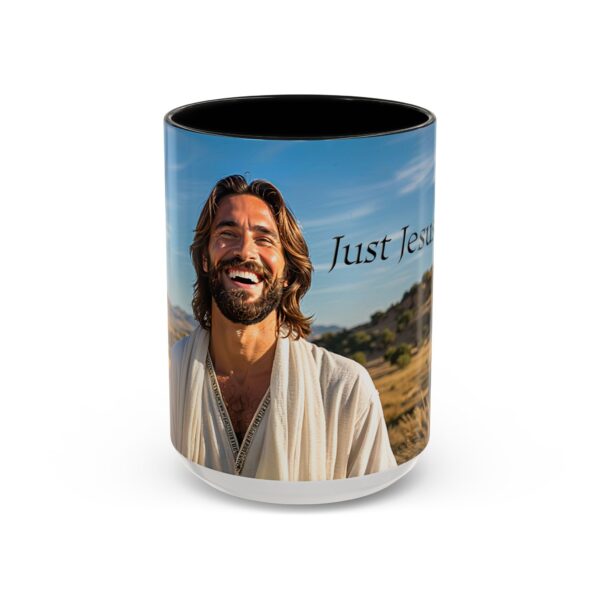 Our inspirational "Just Jesus" Ceramic Accent Coffee Mug Design is Perfect for Wedding Gifts, Inspirational Decor - Image 17