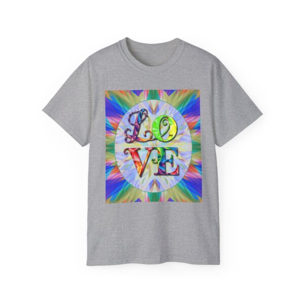 Our inspirational "Love" 'kaleidoscope' Design!! on a Christian Unisex Cotton T-Shirt, Faith Spiritual Apparel, Love Gift - Image 7