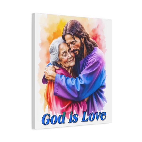 Inspirational Wall Art Canvas, "God is Love" Jesus hugging Grandmother, Christian Home Decor, Uplifting Religious Gift, Faith-Based Artwork - Image 10