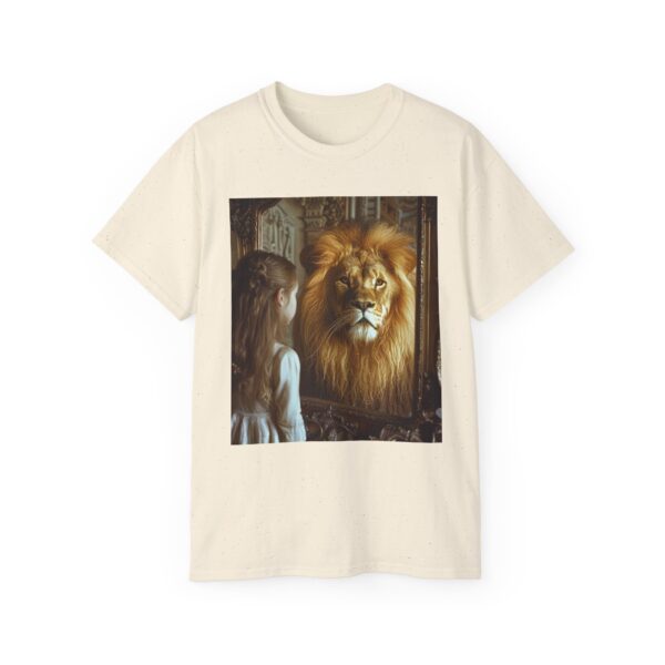 Our 'Lion in the Mirror' Inspirational Design Christian Faith Apparel Unisex Cotton T-Shirt Vintage, Lion of Judah and Aslan-Inspired Gift - Image 2