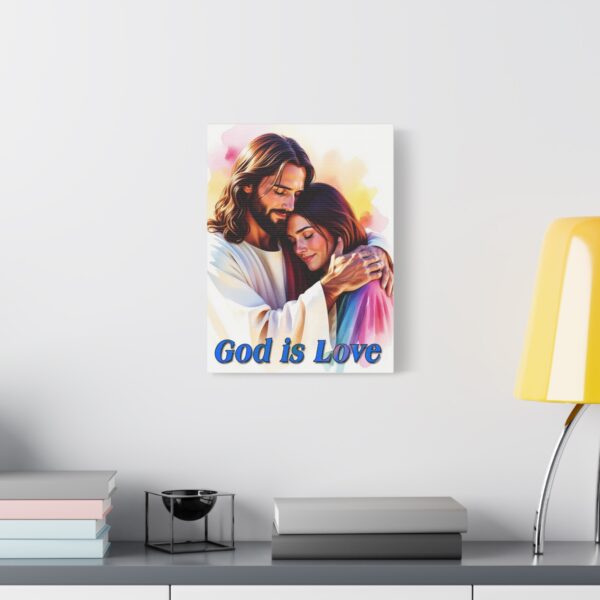 Inspirational Wall Art Canvas, "God is Love" Jesus hugging a young lady! Christian Home Decor, Uplifting Religious Gift, Faith-Based Artwork - Image 5