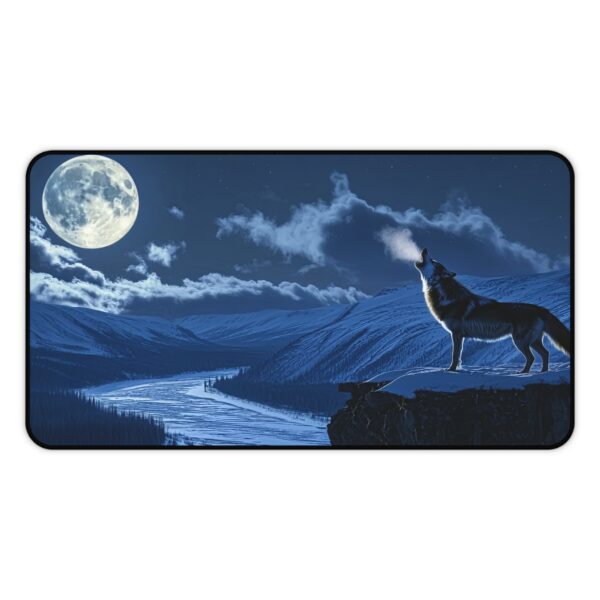 Inspirational Desk Mat 'Wolf Moon' Scenic Mouse Pad, Office Decor, Inspirational Desk Accessory, Wolf Desk Mat, Moon Mouse Pad - Image 3