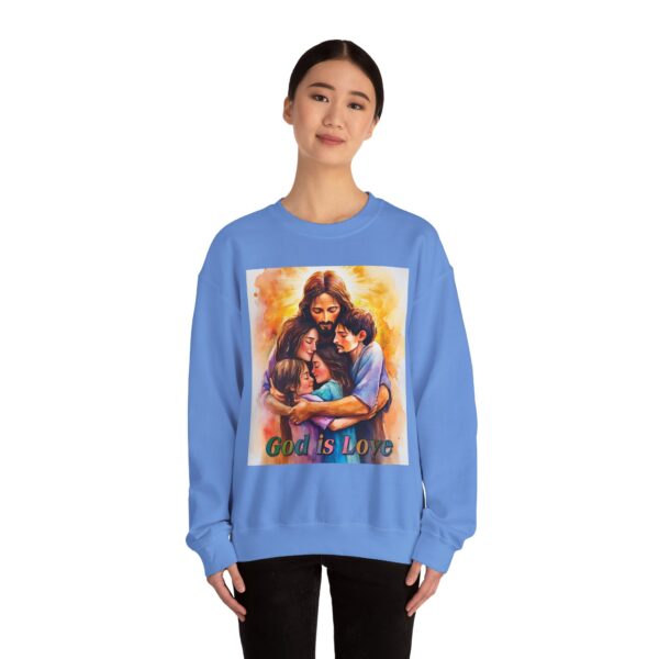 Crewneck Sweatshirt-with our "God is Love" series with Jesus hugging a young family! Inspirational Biblical Vintage Inspired Gift - Image 14