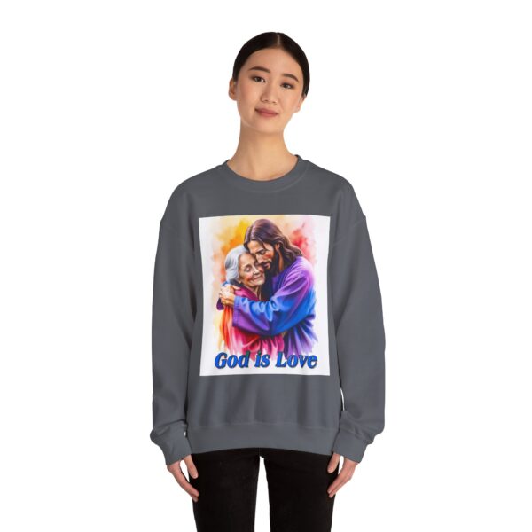 Crewneck Sweatshirt with our "God is Love" series with Jesus hugging Grandmother! Inspirational Biblical, Vintage Inspired, Gift - Image 33