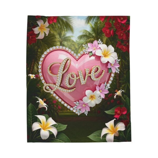 Our inspirational "Love" 'Solid Pink Heart' Design Velveteen Plush Throw Blanket Design! A Cozy Gift for Anniversary, Wedding Faith Home Decor Bedding - Image 5