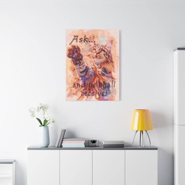 Inspirational Wall Art Canvas, "Ask ...and ye shall receive" Maine Coon Cat asking for a treat! Christian Home Decor, Uplifting Religious Gift, Faith-Based Artwork - Image 17
