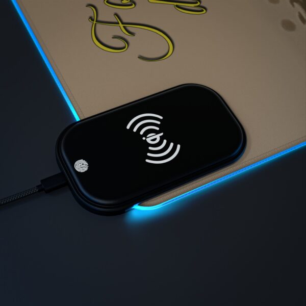 LED + Wireless Charger Gaming Mouse Pad with our our inspirational 'Day of Small Beginnings' from Zech 4:10. Backlit Charger Gaming Desk Accessory - Image 6