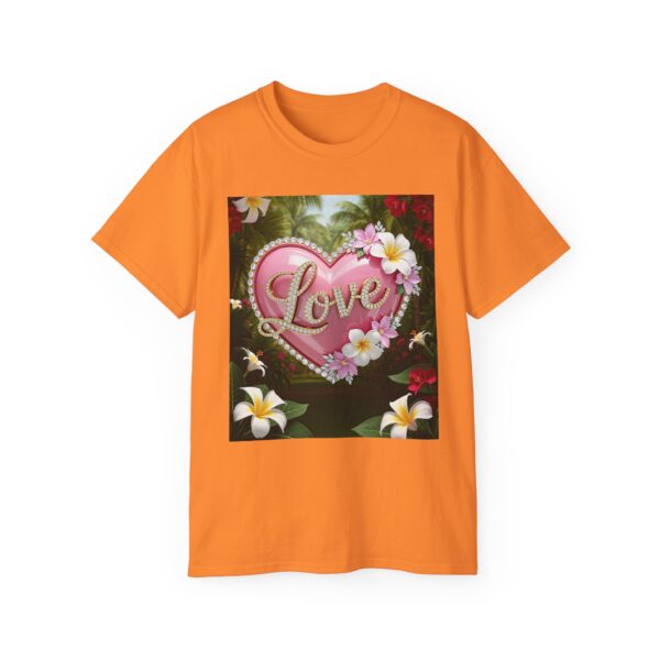 Our inspirational "Love" 'Solid Pink Heart' Design! on a Christian Unisex Cotton T-Shirt, Faith Spiritual Apparel, Love Gift - Image 4