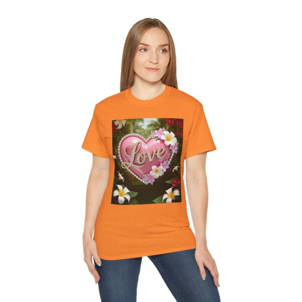 Our inspirational "Love" 'Solid Pink Heart' Design! on a Christian Unisex Cotton T-Shirt, Faith Spiritual Apparel, Love Gift - Image 3