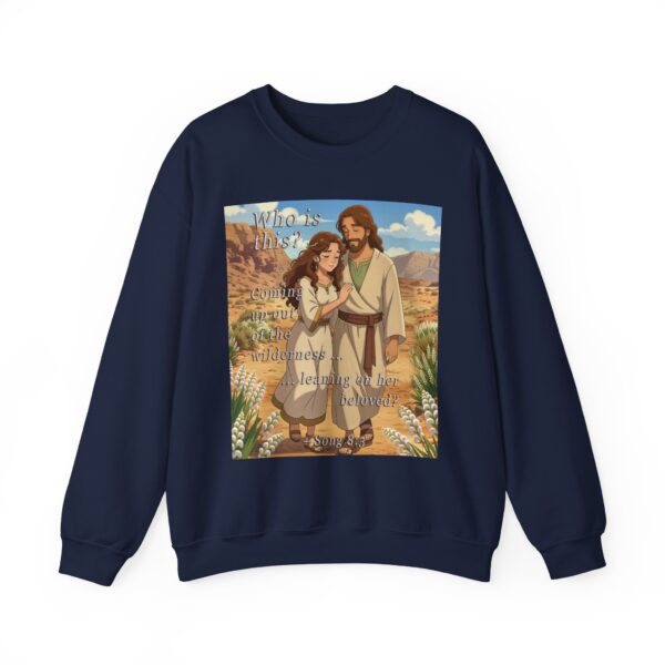 Crewneck Sweatshirt-with our inspirational 'Who is this?' from Song of Solomon 8:5 with an ANIME style design! Vintage Inspired Faith Apparel, Gospel Fashion Unisex Heavy - Image 15
