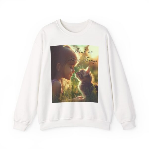 Crewneck Sweatshirt-with our 'Kitten Kisses' "Think on these things" Inspirational Vintage Christian Faith Apparel Gospel Sweatshirt Unisx Heavy - Image 4