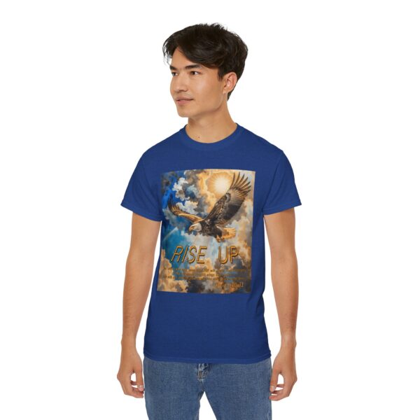 Cotton T-shirt with our "RISE UP" 'soaring eagle' design with Isaiah 40:31! Vintage Christian Faith Apparel Unisex Cotton T-Shirt, Thoughtful Quote - Image 23
