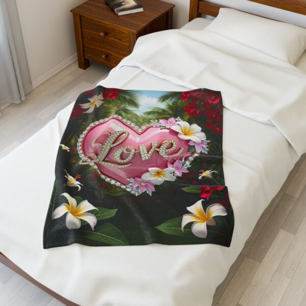 Our inspirational "Love" 'Solid Pink Heart' Design Velveteen Plush Throw Blanket Design! A Cozy Gift for Anniversary, Wedding Faith Home Decor Bedding - Image 11
