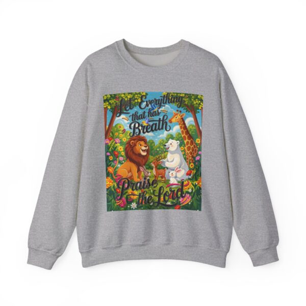 Crewneck Sweatshirt with our inspirational "Let Everything that has Breath Praise the Lord!" Design! Vintage Inspired Faith Apparel, Gospel Fashion Unisex Heavy - Image 10