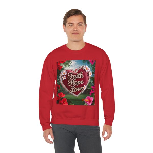 Crewneck Sweatshirt-with our Inspirational "Faith Hope Love" 'Solid Red Heart' Design!! Vintage Inspired Faith Apparel, Gospel Fashion Unisex Heavy - Image 22