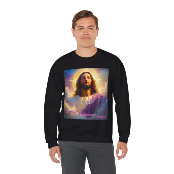 Crewneck Sweatshirt-with our inspirational 'Jesus: Savior Redeemer Friend' Design! Vintage Inspired Faith Apparel, Gospel Fashion Unisex Heavy - Image 9