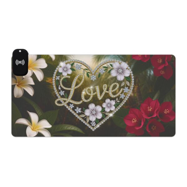 LED + Wireless Charger Gaming Mouse Pad with "Love" 'Diamond Ring Heart' Design, Gaming Desk Accessory, Tech Gift, Home Office Gamer Essentials - Image 7