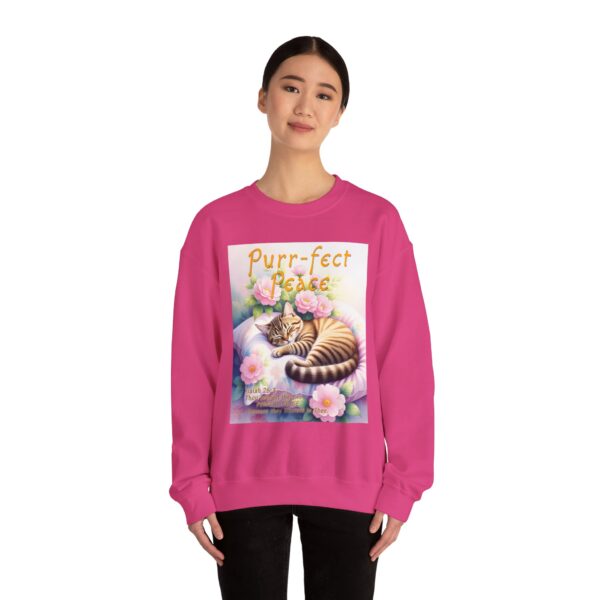 Crewneck Sweatshirt with our "Purr-fect Peace" with a cat in blissful sleep design featuring the verse Isaiah 26:3! Inspirational Biblical, Vintage Inspired, Gift - Image 45