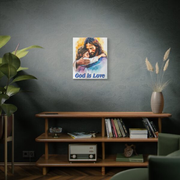 Inspirational Wall Art Canvas, "God is Love" Jesus hugging a small girl! Christian Home Decor, Uplifting Religious Gift, Faith-Based Artwork - Image 12
