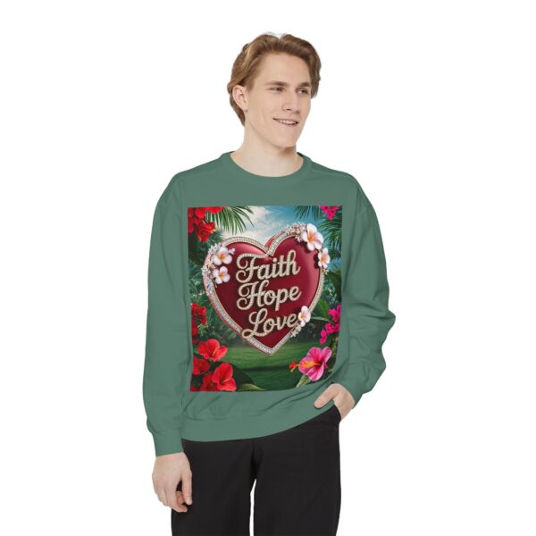 Sweatshirt Unisex our inspirational "Faith Hope Love" 'Solid Red Heart' design. Faith Apparel Gospel Fashion Jumper, Pullover - Image 6