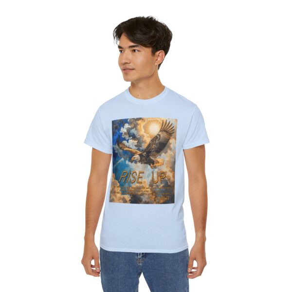 Cotton T-shirt with our "RISE UP" 'soaring eagle' design with Isaiah 40:31! Vintage Christian Faith Apparel Unisex Cotton T-Shirt, Thoughtful Quote - Image 20